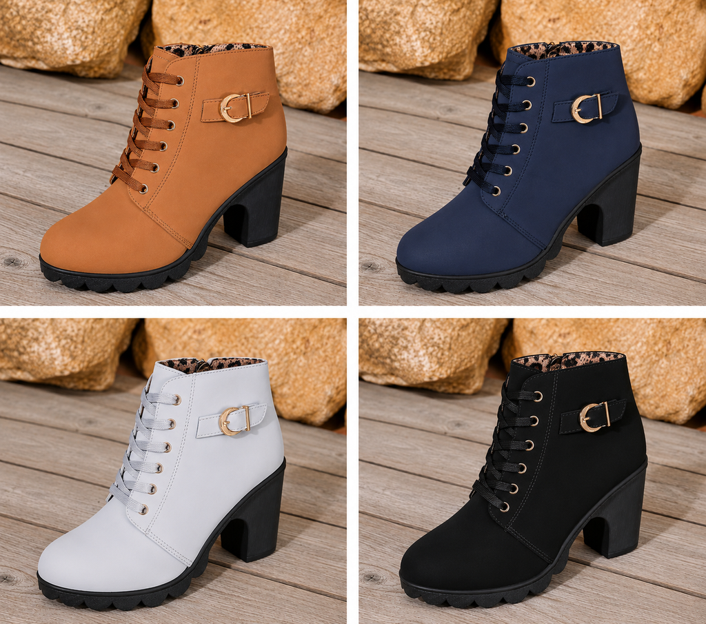 Women’s Chunky Heel Lace-Up Ankle Boots