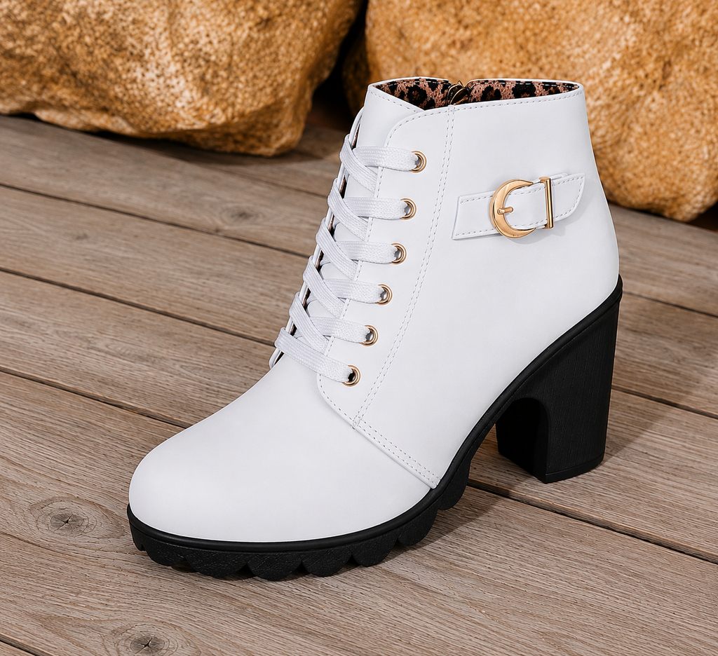Women’s Chunky Heel Lace-Up Ankle Boots